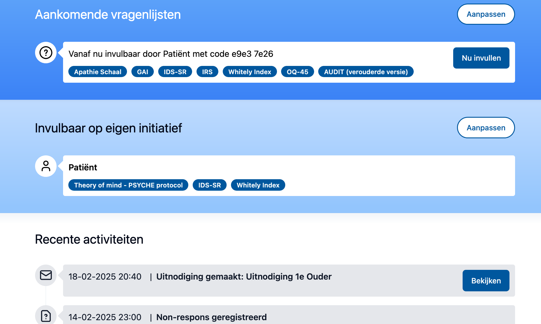 Een screenshot van de nieuwe timeline